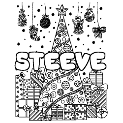 Coloración del nombre STEEVE - decorado árbol de Navidad y regalos