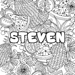 Coloración del nombre STEVEN - decorado mandala de frutas