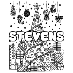 Coloración del nombre STEVENS - decorado árbol de Navidad y regalos