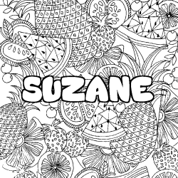 Coloración del nombre SUZANE - decorado mandala de frutas