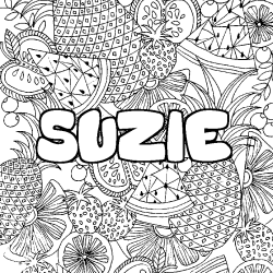 Coloración del nombre SUZIE - decorado mandala de frutas