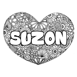 Coloración del nombre SUZON - decorado mandala de corazón