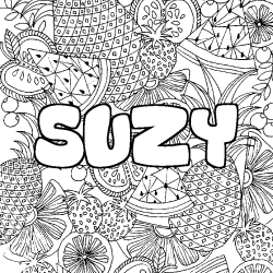 Coloración del nombre SUZY - decorado mandala de frutas