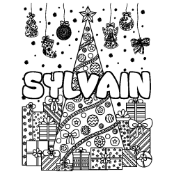 Coloración del nombre SYLVAIN - decorado árbol de Navidad y regalos