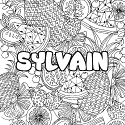 Coloración del nombre SYLVAIN - decorado mandala de frutas