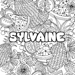 Coloración del nombre SYLVAINE - decorado mandala de frutas