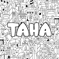 Dibujo para colorear TAHA - decorado ciudad