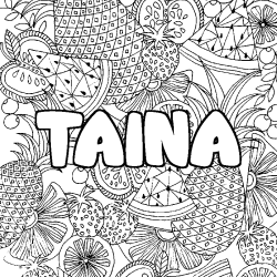 Coloración del nombre TAINA - decorado mandala de frutas