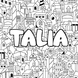 Coloración del nombre TALIA - decorado ciudad