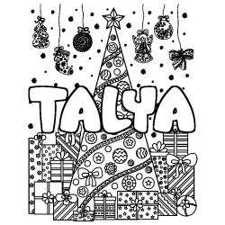 Coloración del nombre TALYA - decorado árbol de Navidad y regalos