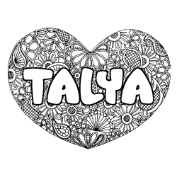 Coloración del nombre TALYA - decorado mandala de corazón