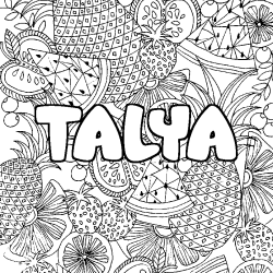 Coloración del nombre TALYA - decorado mandala de frutas