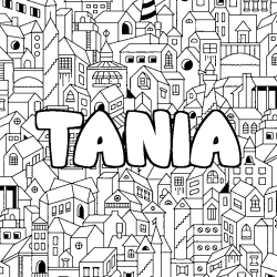 Coloración del nombre TANIA - decorado ciudad