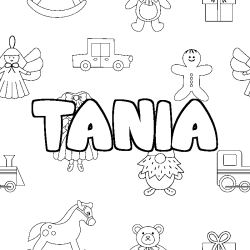 Coloración del nombre TANIA - decorado juguetes