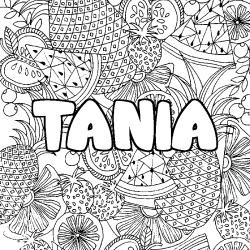 Coloración del nombre TANIA - decorado mandala de frutas