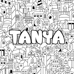 Coloración del nombre TANYA - decorado ciudad