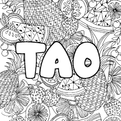 Dibujo para colorear TAO - decorado mandala de frutas