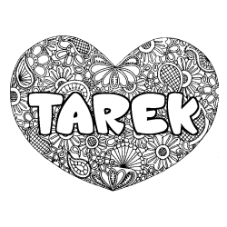 Coloración del nombre TAREK - decorado mandala de corazón