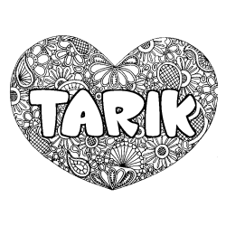 Coloración del nombre TARIK - decorado mandala de corazón