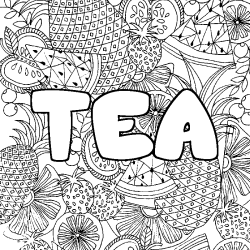 Coloración del nombre TEA - decorado mandala de frutas