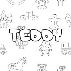 Dibujo para colorear TEDDY - decorado juguetes