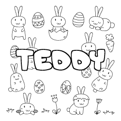 Dibujo para colorear TEDDY - decorado Pascua