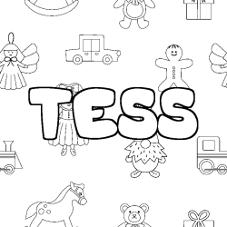 Coloración del nombre TESS - decorado juguetes