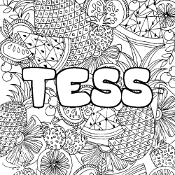 Coloración del nombre TESS - decorado mandala de frutas