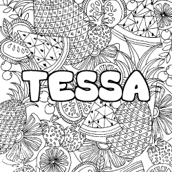 Coloración del nombre TESSA - decorado mandala de frutas