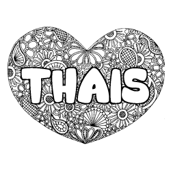 Coloración del nombre THAIS - decorado mandala de corazón