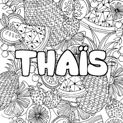 Coloración del nombre THAÏS - decorado mandala de frutas