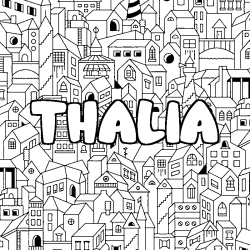 Coloración del nombre THALIA - decorado ciudad