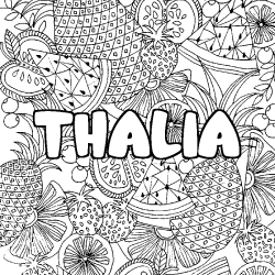 Coloración del nombre THALIA - decorado mandala de frutas