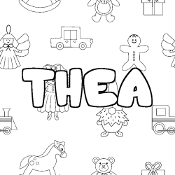 Coloración del nombre THEA - decorado juguetes