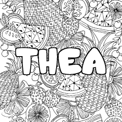 Coloración del nombre THEA - decorado mandala de frutas