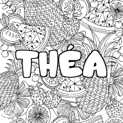 Coloración del nombre THÉA - decorado mandala de frutas