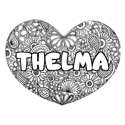 Coloración del nombre THELMA - decorado mandala de corazón