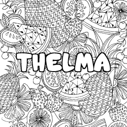 Coloración del nombre THELMA - decorado mandala de frutas