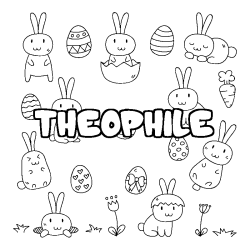 Coloración del nombre THEOPHILE - decorado Pascua