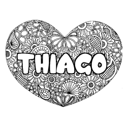 Coloración del nombre THIAGO - decorado mandala de corazón