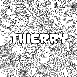 Coloración del nombre THIERRY - decorado mandala de frutas