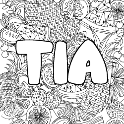 Coloración del nombre TIA - decorado mandala de frutas