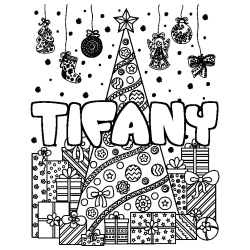 Coloración del nombre TIFANY - decorado árbol de Navidad y regalos