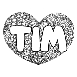 Dibujo para colorear TIM - decorado mandala de coraz&oacute;n