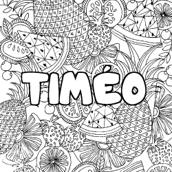 Coloración del nombre TIMÉO - decorado mandala de frutas