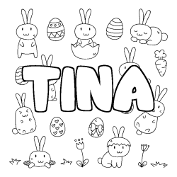 Coloración del nombre TINA - decorado Pascua