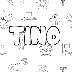 Coloración del nombre TINO - decorado juguetes