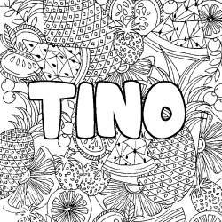 Coloración del nombre TINO - decorado mandala de frutas