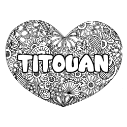 Coloración del nombre TITOUAN - decorado mandala de corazón