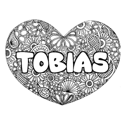 Coloración del nombre TOBIAS - decorado mandala de corazón